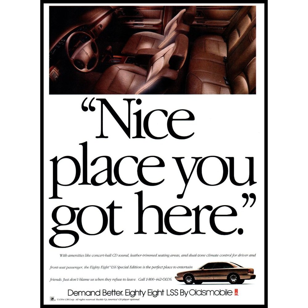 1994 Oldsmobile Eighty Eight LSS Sedan Vintage Print Ad Leather Interior Photo